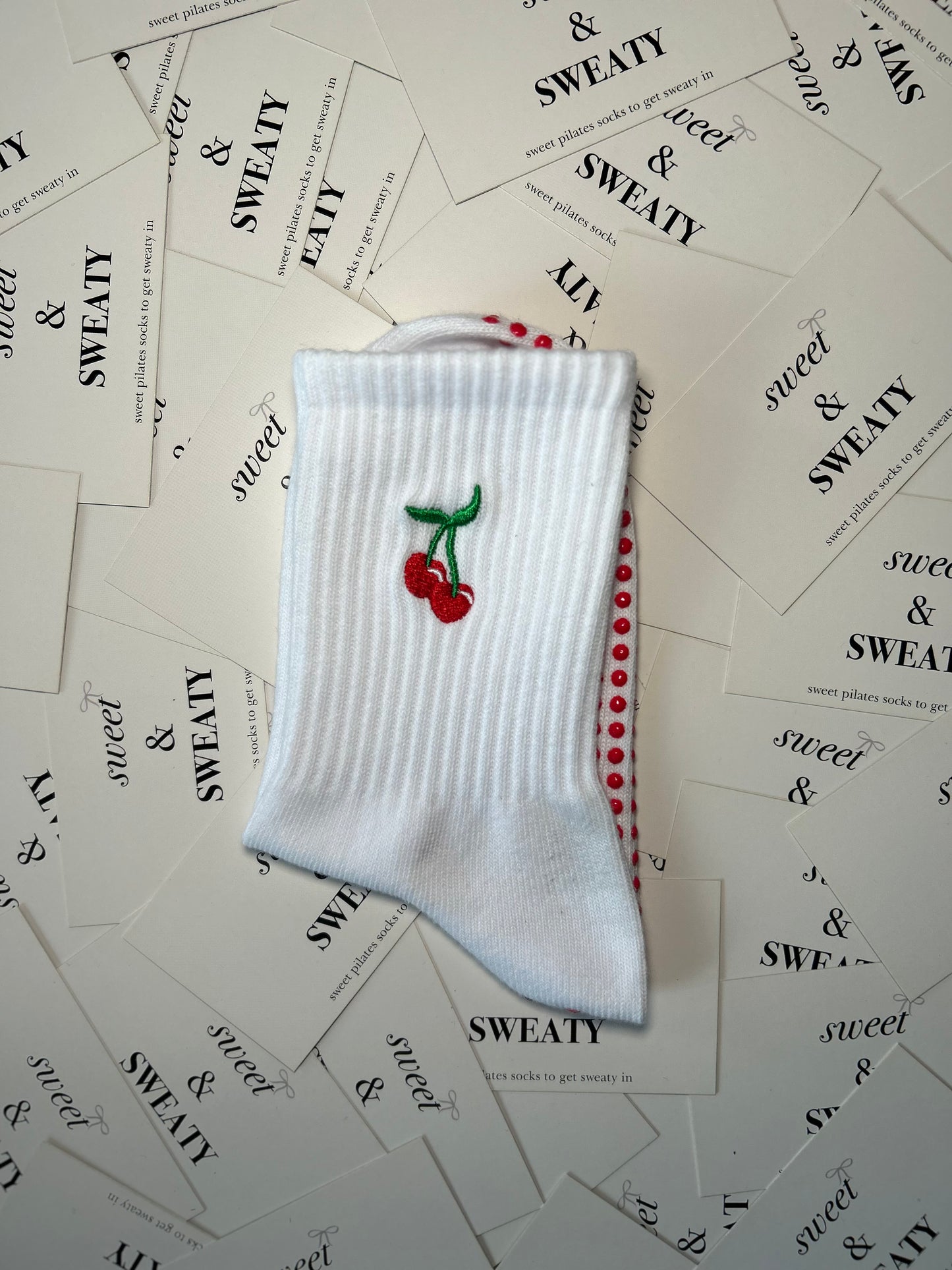 'Sweet As A Cherry' Crew Socks - White