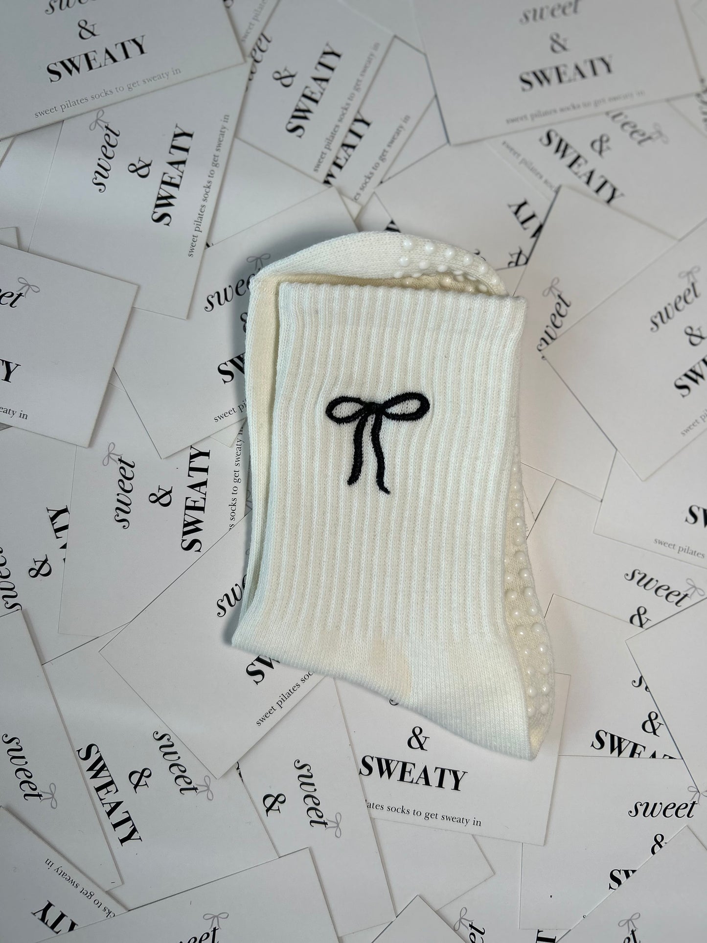 'Sealed with a Bow' Crew Socks - Cream