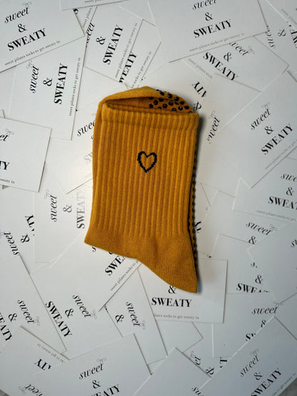 'Love on Top' Crew Socks - Mustard