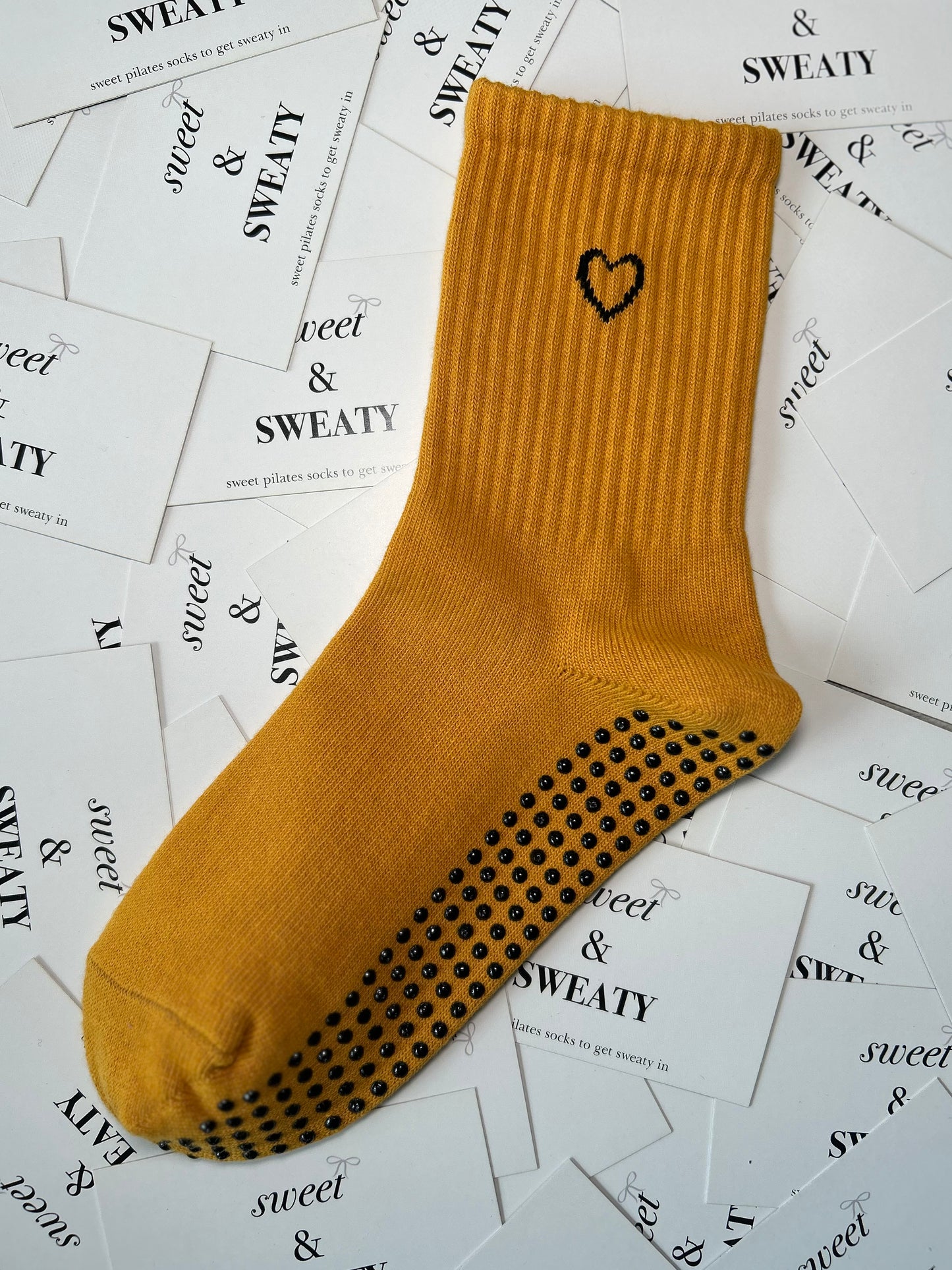 'Love on Top' Crew Socks - Mustard