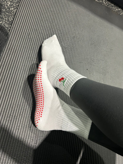 'Sweet As A Cherry' Crew Socks - White