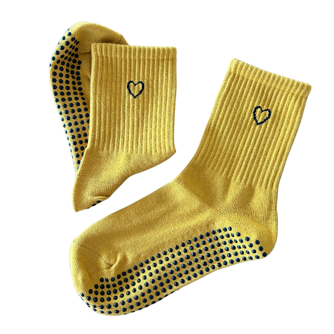 'Love on Top' Crew Socks - Mustard