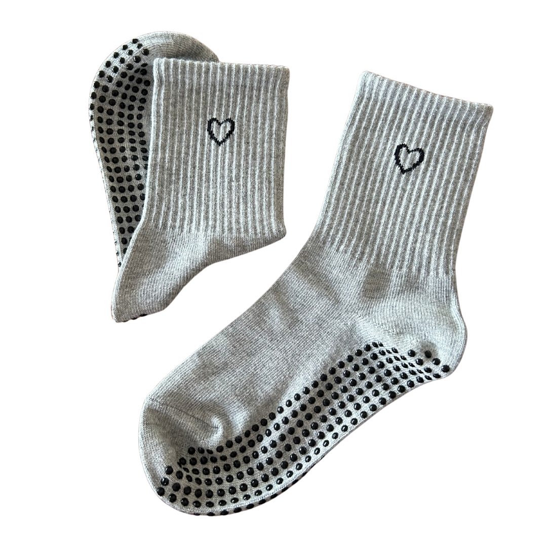 'Love on Top' Crew Socks - Grey